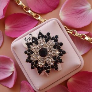 Midnight Bloom Crystal Statement Ring