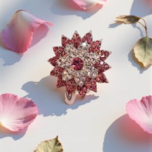 Pink Blossom Crystal Flower Ring