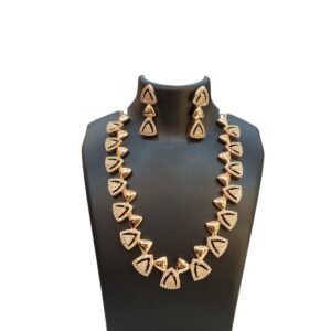 Rose Gold Triangle Crystal Necklace Set