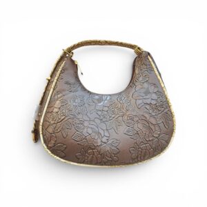 Embossed Floral Hobo Bag ( Brown)