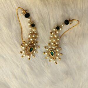 Maharashtrian Pearl Bugadi Hook Earrings