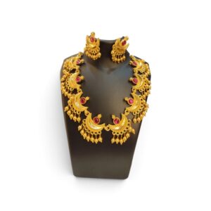 Maharashtrian Royal Pink Chandrakor Necklace Set