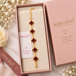 Elegant Maroon Clover Bracelet