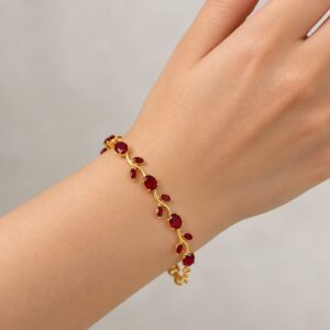 Ruby & Emerald Tulip Vine Bracelet - Image 2
