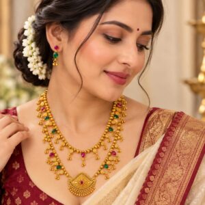 Maharashtrian Long Kolhapuri Saan Necklace Set - Image 2