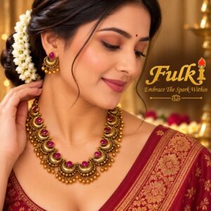 Ruby Chandbali Long Necklace Set - Image 2