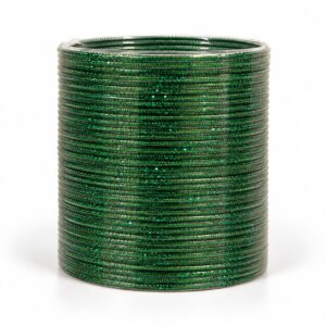 Emerald Green Glitter Thin Bangle Set Of 36