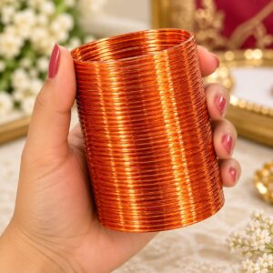 Metallic Orange Glass Bangle Set Of 36 - Image 2