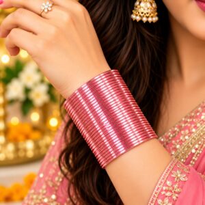 Blush Pink GloosyThin Bangle Set Of 36 - Image 2