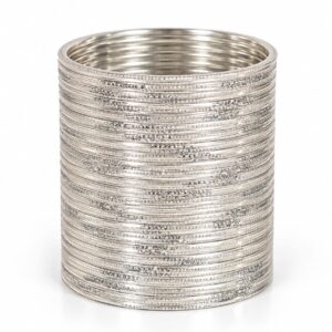 Silver Glitter Thin Bangle Set Of 36