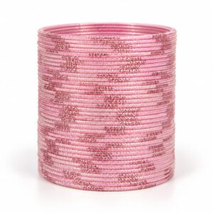 Baby Pink Glitter Thin Bangle Set Of 36
