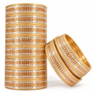 Golden & Silver Mirror Work Bangle Set Of 48