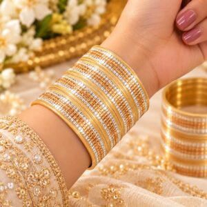 Golden & Silver Mirror Work Bangle Set Of 48 - Image 2