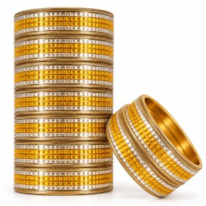 Golden & Silver Mirror Work Bangle Set Of 48