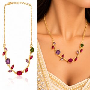 Multicolor Tulip Leaf Stone Necklace