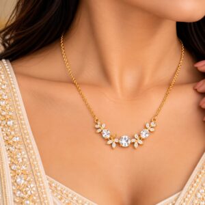 Classic White Tulip Crystal Floral Necklace - Image 2