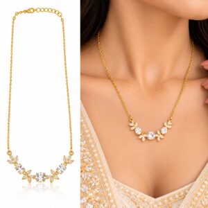 Classic White Tulip Crystal Floral Necklace