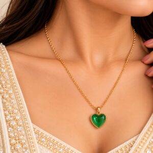 Emerald Green Heart Pendant Necklace