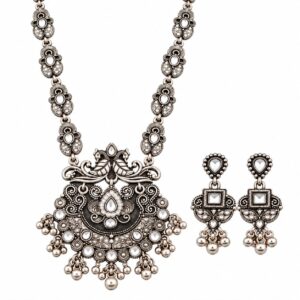 Oxidised Peacock Statement Necklace Set