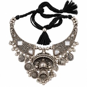 Boho Oxidised Charm Statement Necklace