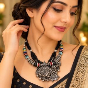 Boho Multicolour Oxidised Statement Necklace - Image 2