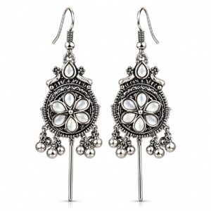 Pearl Teardrop Oxidised Earrings