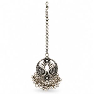 Peacock Design Oxidised Silver Maang Tikka