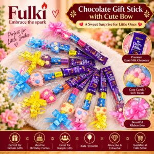 Kids Chocolate Gift Stick with Cute Bow | Birthday Return Gift | Kanya Pujan Gift Sets 12